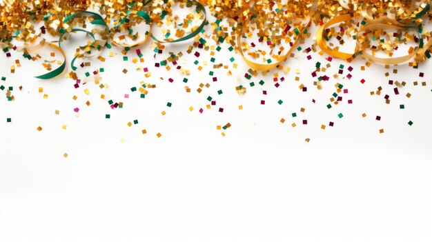 Premium photo of Party decoration Top border serpentine confetti Holidays background