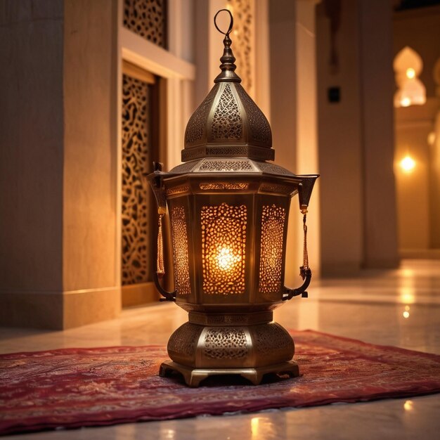 Photo premium photo ramadan kareem eid mubarak free photo mosque lamp in the evening ai generated