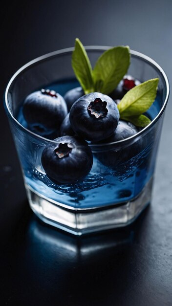 사진 프리미엄 사진 익은 블루베리 과일 물 신선한 배경 광고 템플릿