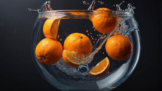 Premium Photo Ripe Orange Fruit Splashing With Water Fresh Background Advertisement Template