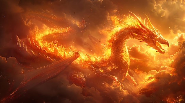 Premium picture of fire dragon mythical animals urban legend animal