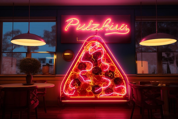 Photo premium quality in pizza house neon sign