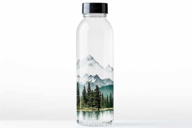 Многоразовая бутылка для воды высшего качества на белом фоне Генеративный AI