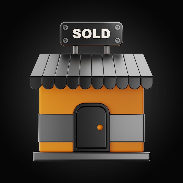 Премиум значок продажи магазина недвижимости 3d рендеринг на изолированном фоне