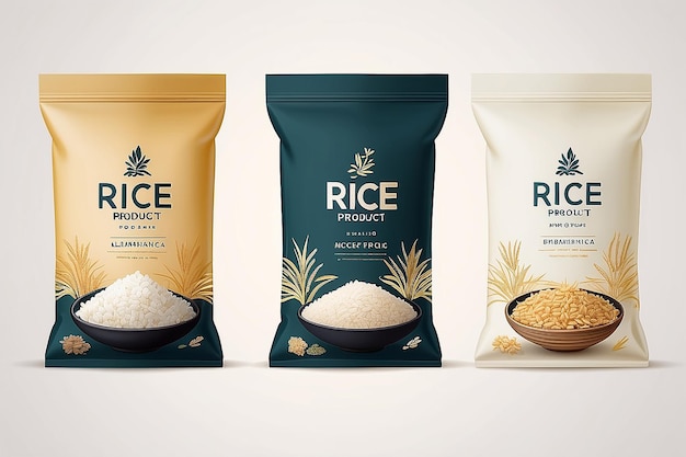 Premium Rice Product Package Mockup vector illustration