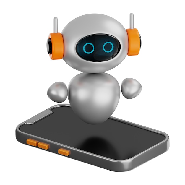 Premium robotic technology artificial intelligence robot icon 3d rendering on isolated background