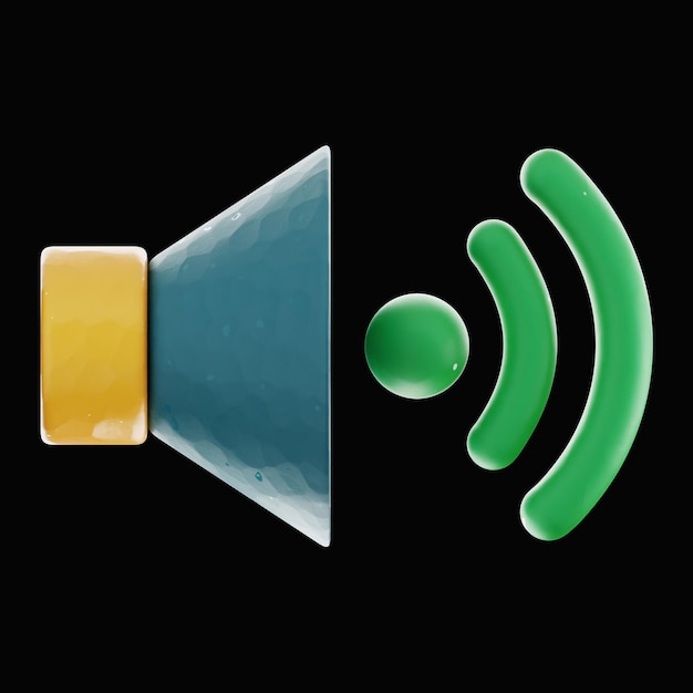 Premium sound on multimedia user interface Icon 3D Rendering PNG Transparent Background