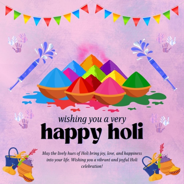 Photo premium vector happy holi social media post