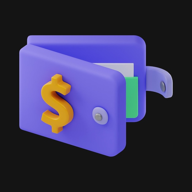 Фото Премиум бумажник деньги финансы мультфильм 3d рендеринг иконок на изолированном фоне
