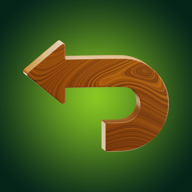 Premium wooden arrow sign icon 3d rendering on isolated background