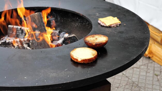 Preparation of burger Street food