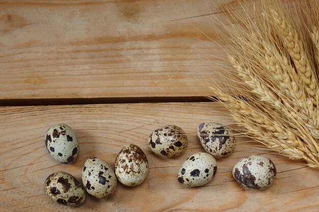 Preparation for Easter, eggs and wheat spikelets.