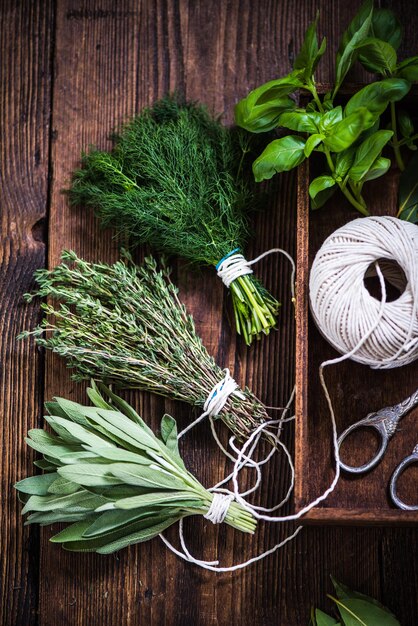 Preparation of herbs for drying