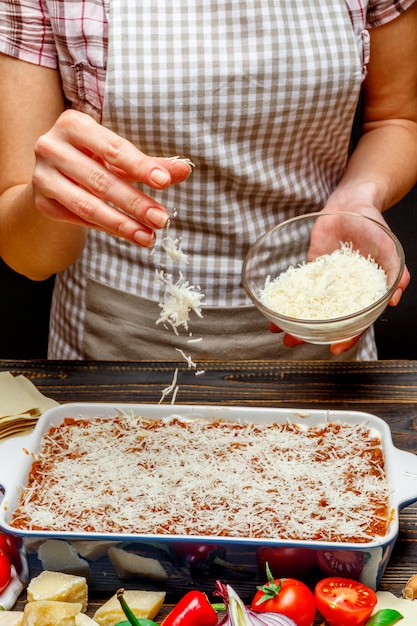 Preparation of homemade lasagna