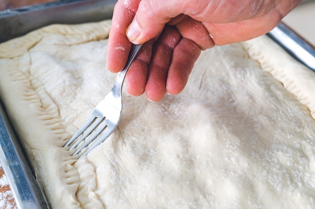 Preparation of patty for baking.