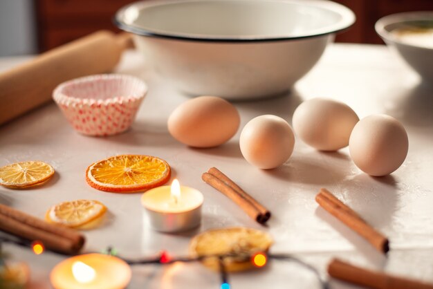 Photo preparations for baking christmas cakes bread or cookies