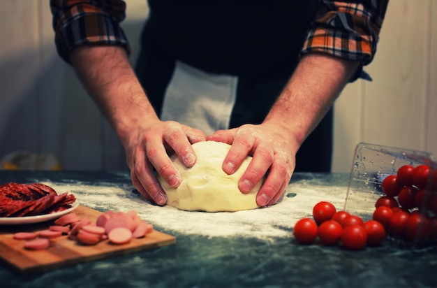 Prepare dough pizza topping