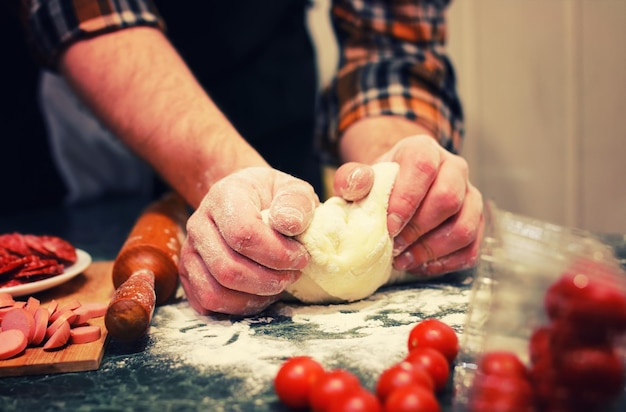 Prepare dough pizza topping