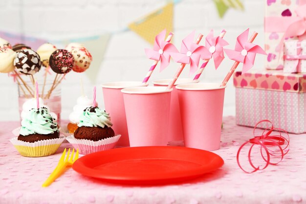 Photo prepared birthday table for children party