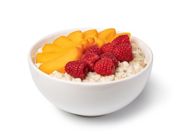 Prepared oatmeal with fruits and berries