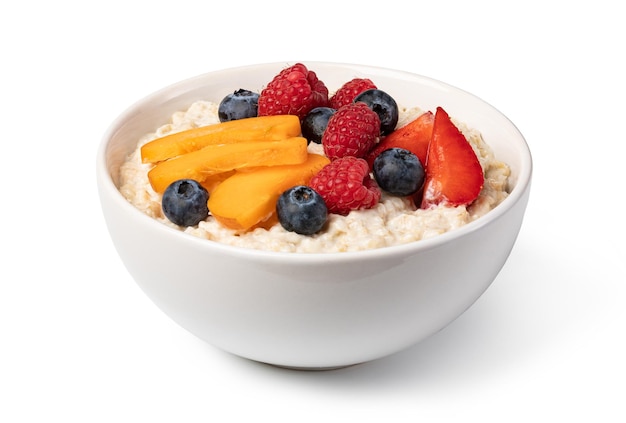 Prepared oatmeal with fruits and berries