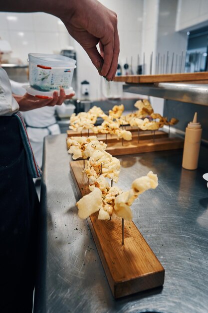 Preparing appetizer in a luxury restaurant