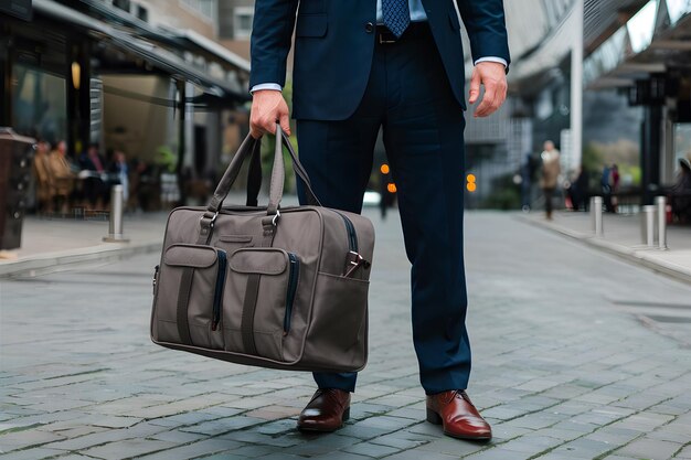 Photo preparing for business trip with formal bag ensuring travel efficiency