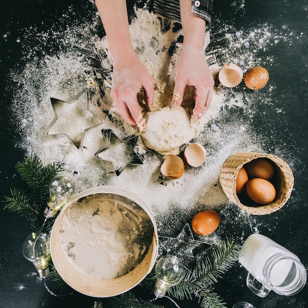 Preparing Christmas cookies