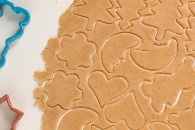 Preparing dough for baking gingerbread cookies