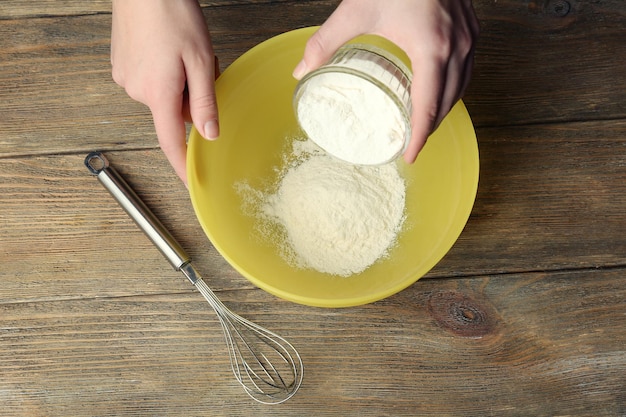 Preparing dough mixing ingredients