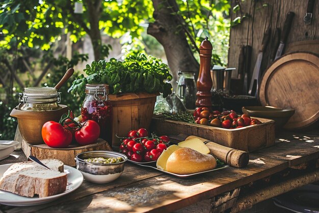 Foto preparare il cibo per il picnic