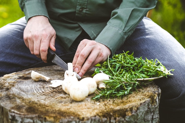 Preparing food on wood