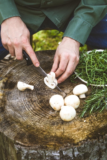 Preparing food on wood