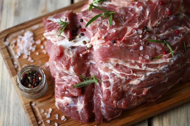 Preparing meat for barbecue Pork neck