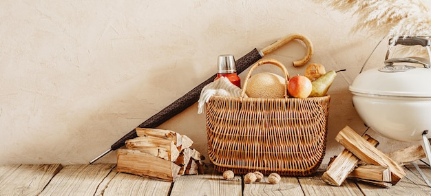 Preparing for a picnic in autumn