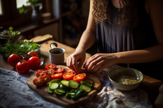 Preparing salad