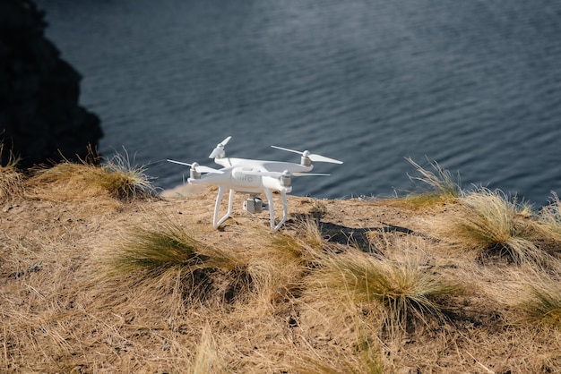 Preparing for tests and flying a drone on the beach. Customization