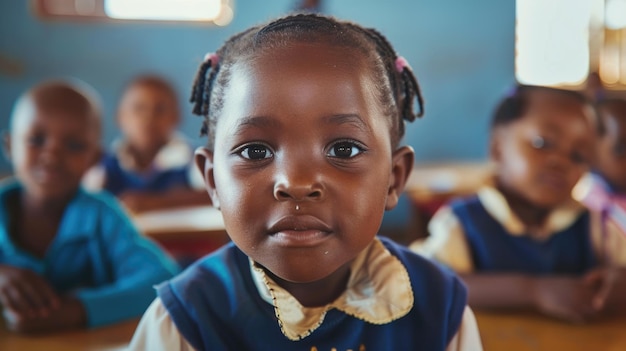 Preschool class in South African township close up