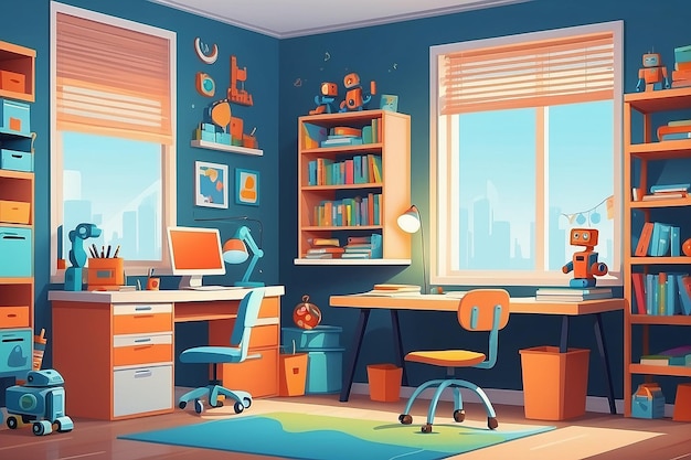 Preschool or school student kid room interior