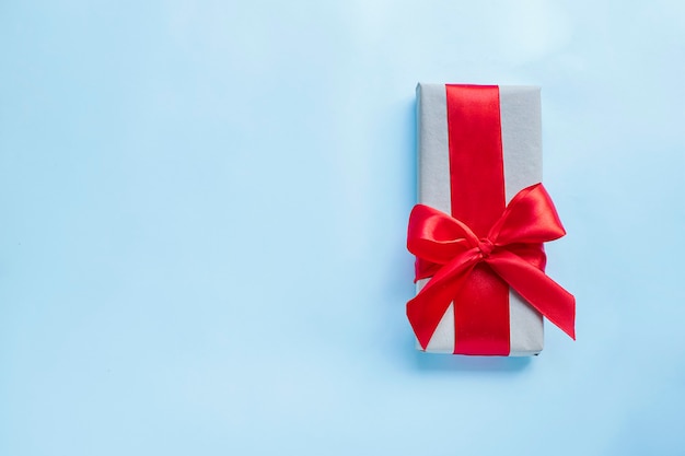 Present box with red bow Image with copy space