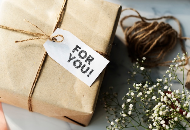 Present box with For you tag