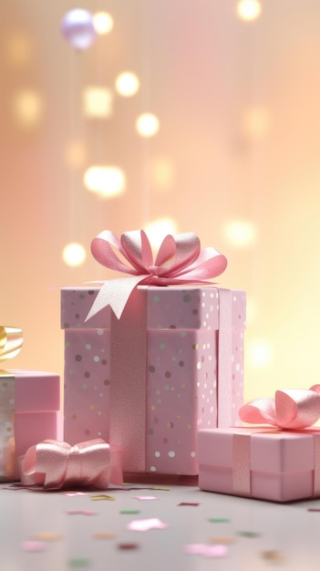 present boxes holiday background with copy space children birthday party