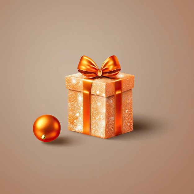 Present Gift Box Orange Color 3D