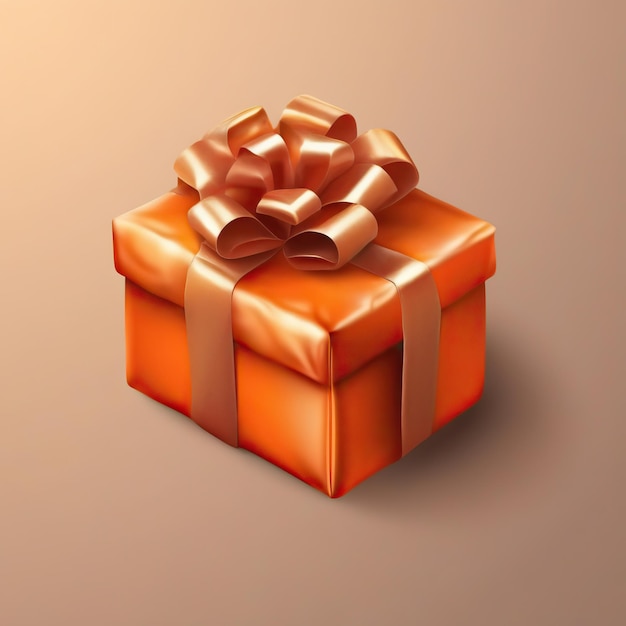 Present Gift Box Orange Color 3D