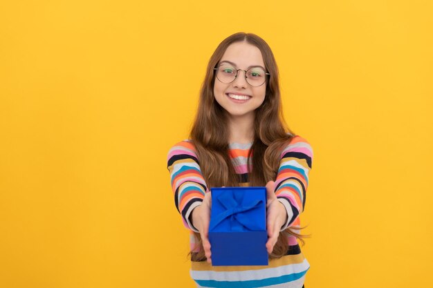 Present and gifts buy shopping child with purchase kid with box happy birthday holiday