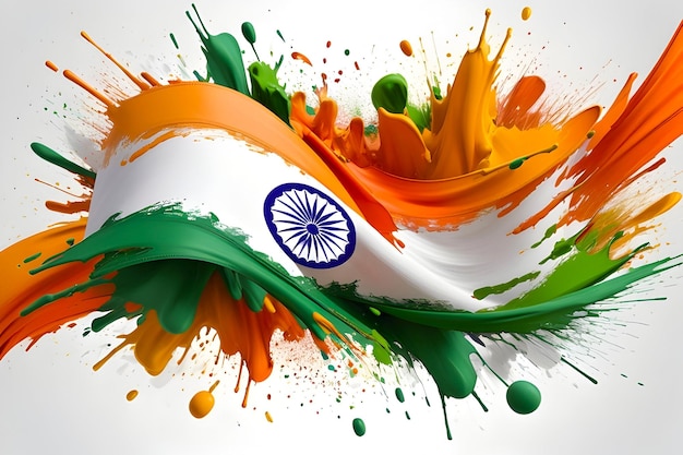 Presentation of Indian flag in the form of color splash for Republic Day or Independence Day