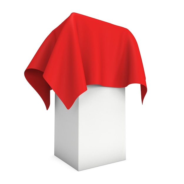 Presentation pedestal cover by red cloth