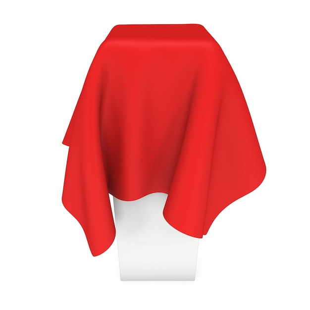 Presentation pedestal cover by red cloth