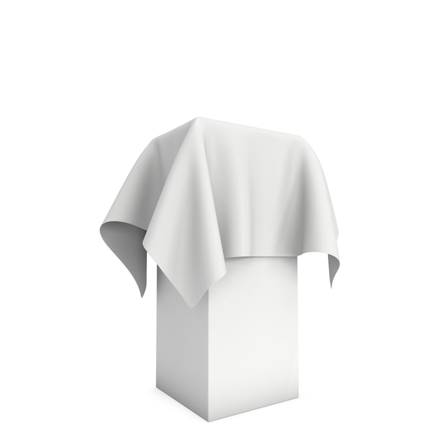 Presentation pedestal cover by white cloth