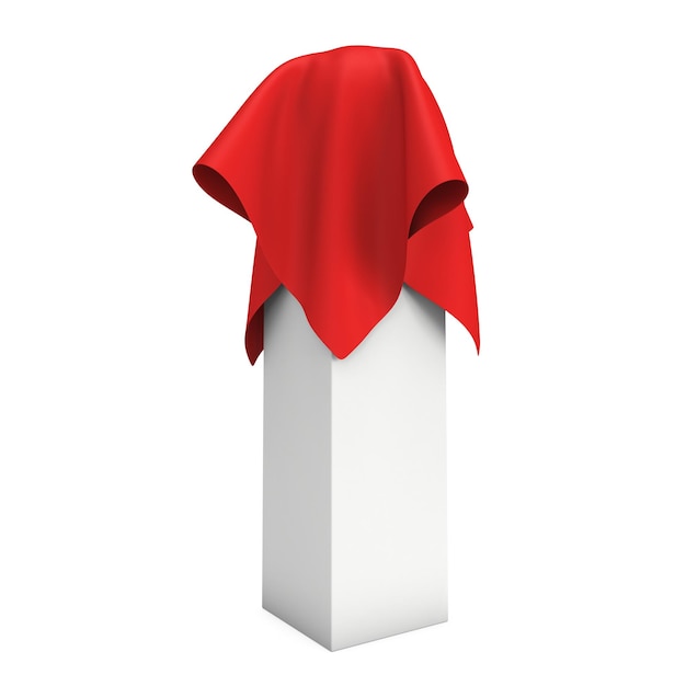 Presentation pedestal covered with red cloth